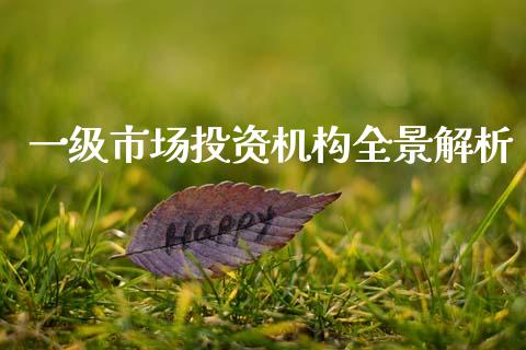 一级市场投资机构全景解析_https://m.fsyjjx.cn_期货保证金计算_第1张