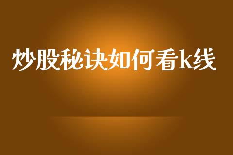 炒股秘诀如何看k线_https://m.fsyjjx.cn_期货如何开户_第1张