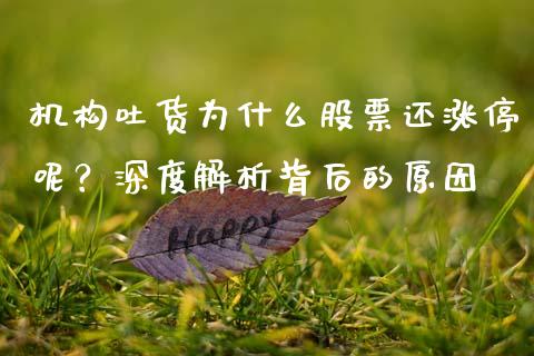 机构吐货为什么股票还涨停呢？深度解析背后的原因_https://m.fsyjjx.cn_期货保证金计算_第1张