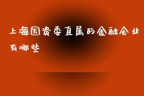 上海国资委直属的金融企业有哪些_https://m.fsyjjx.cn_股指期货保证金_第1张