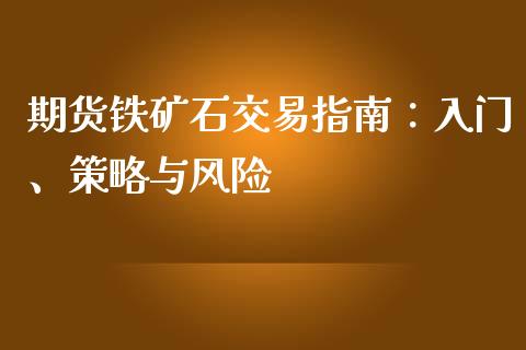 期货铁矿石交易指南：入门、策略与风险_https://m.fsyjjx.cn_期货如何开户_第1张