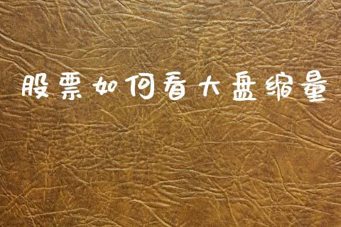 股票如何看大盘缩量_https://m.fsyjjx.cn_股指期货保证金_第1张