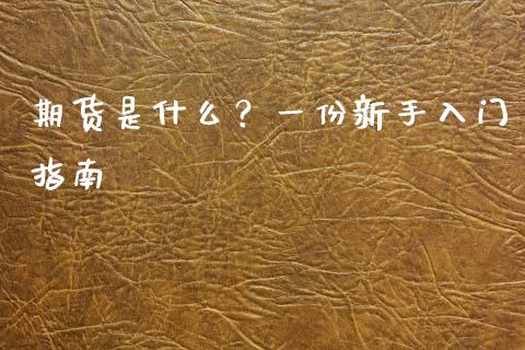 期货是什么？一份新手入门指南_https://m.fsyjjx.cn_期货保证金_第1张