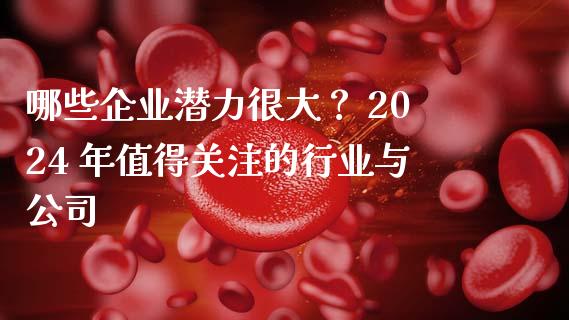 哪些企业潜力很大？ 2024 年值得关注的行业与公司_https://m.fsyjjx.cn_股指期货保证金_第1张