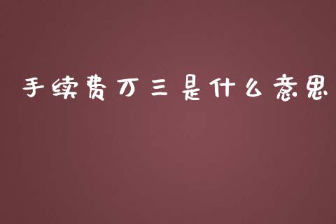 手续费万三是什么意思_https://m.fsyjjx.cn_期货保证金计算_第1张