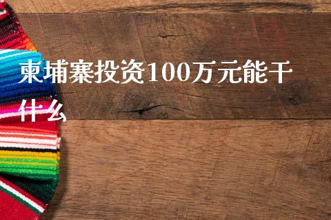 柬埔寨投资100万元能干什么_https://m.fsyjjx.cn_股指期货保证金_第1张