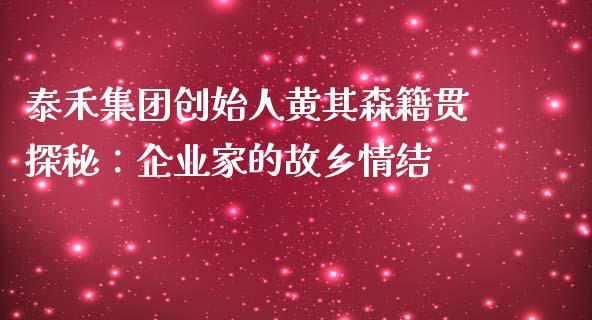 泰禾集团创始人黄其森籍贯探秘：企业家的故乡情结_https://m.fsyjjx.cn_期货保证金_第1张