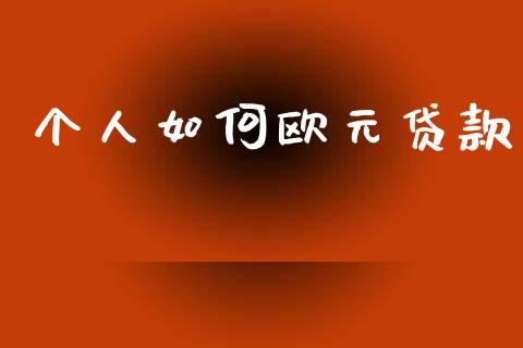 个人如何欧元贷款_https://m.fsyjjx.cn_期货保证金_第1张
