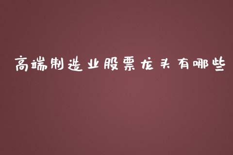 高端制造业股票龙头有哪些_https://m.fsyjjx.cn_期货保证金_第1张