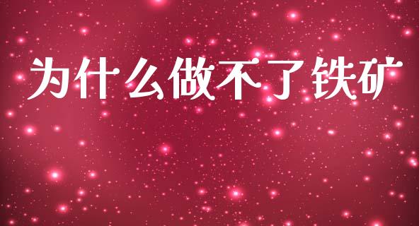 为什么做不了铁矿_https://m.fsyjjx.cn_期货保证金_第1张