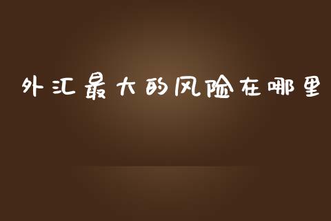 外汇最大的风险在哪里_https://m.fsyjjx.cn_股指期货保证金_第1张