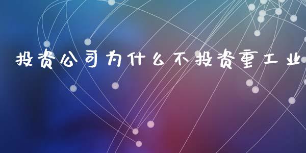 投资公司为什么不投资重工业_https://m.fsyjjx.cn_期货保证金计算_第1张
