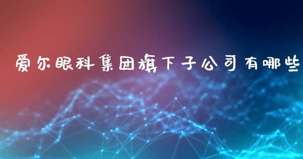 爱尔眼科集团旗下子公司有哪些_https://m.fsyjjx.cn_期货保证金_第1张