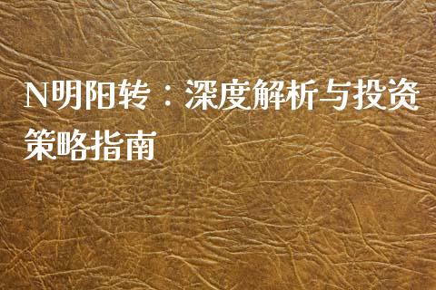 N明阳转：深度解析与投资策略指南_https://m.fsyjjx.cn_股指期货保证金_第1张