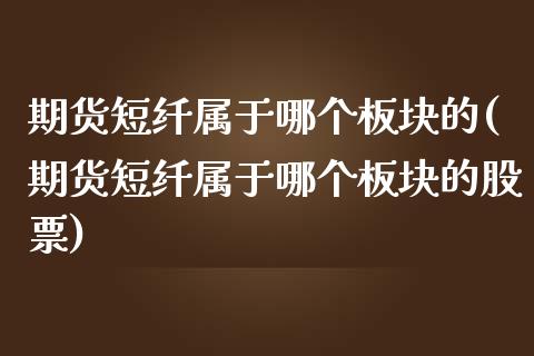期货短纤属于哪个板块的(期货短纤属于哪个板块的股票)_https://m.fsyjjx.cn_期货如何开户_第1张