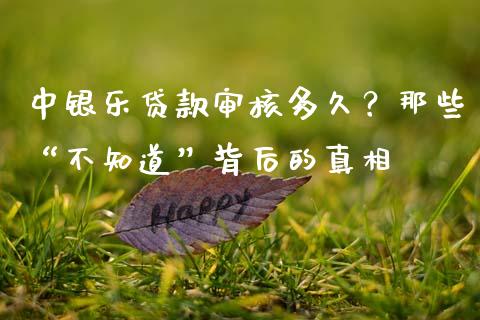 中银乐贷款审核多久？那些“不知道”背后的真相_https://m.fsyjjx.cn_期货如何开户_第1张