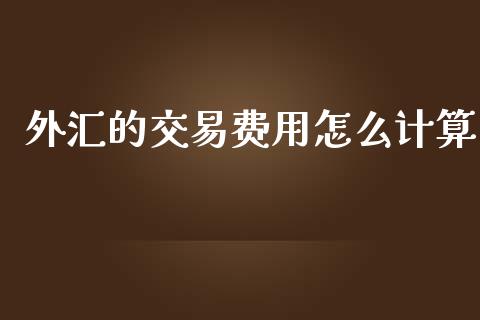 外汇的交易费用怎么计算_https://m.fsyjjx.cn_股指期货保证金_第1张