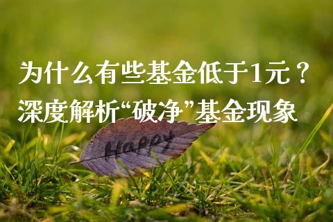 为什么有些基金低于1元？深度解析“破净”基金现象_https://m.fsyjjx.cn_期货保证金计算_第1张