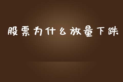 股票为什么放量下跌_https://m.fsyjjx.cn_股指期货保证金_第1张