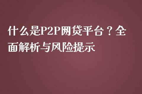 什么是P2P网贷平台？全面解析与风险提示_https://m.fsyjjx.cn_股指期货保证金_第1张