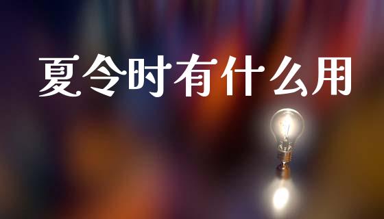 夏令时有什么用_https://m.fsyjjx.cn_期货如何开户_第1张