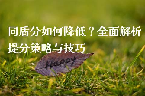 同盾分如何降低？全面解析提分策略与技巧_https://m.fsyjjx.cn_期货保证金计算_第1张