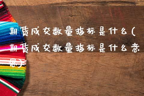 期货成交数量指标是什么(期货成交数量指标是什么意思)_https://m.fsyjjx.cn_股指期货保证金_第1张