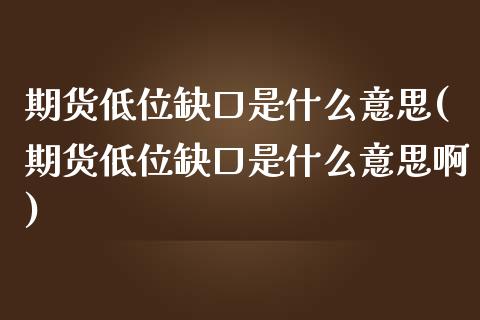 期货低位缺口是什么意思(期货低位缺口是什么意思啊)_https://m.fsyjjx.cn_期货保证金计算_第1张