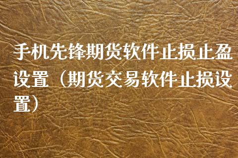手机先锋期货软件止损止盈设置（期货交易软件止损设置）_https://m.fsyjjx.cn_期货如何开户_第1张