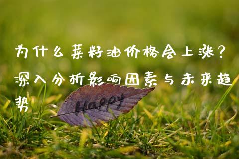 为什么菜籽油价格会上涨？深入分析影响因素与未来趋势_https://m.fsyjjx.cn_期货保证金计算_第1张