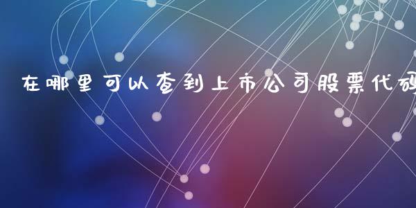 在哪里可以查到上市公司股票代码_https://m.fsyjjx.cn_期货保证金_第1张