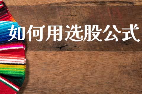 如何用选股公式_https://m.fsyjjx.cn_期货保证金_第1张