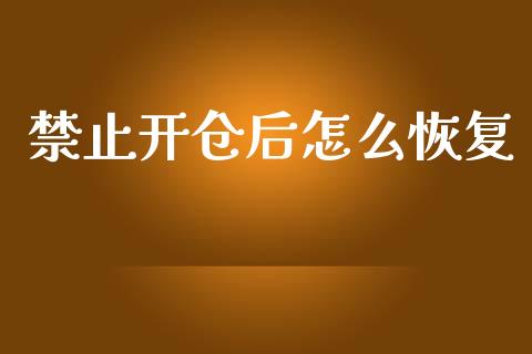 禁止开仓后怎么恢复_https://m.fsyjjx.cn_期货保证金_第1张