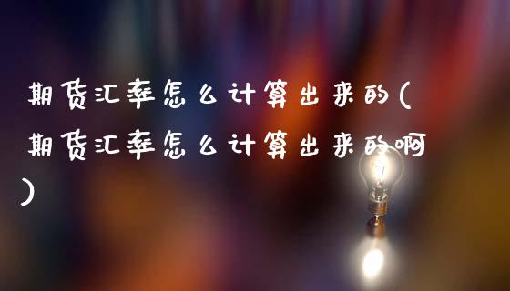 期货汇率怎么计算出来的(期货汇率怎么计算出来的啊)_https://m.fsyjjx.cn_期货保证金_第1张