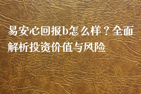 易安心回报b怎么样？全面解析投资价值与风险_https://m.fsyjjx.cn_期货保证金_第1张