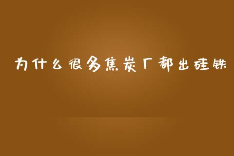 为什么很多焦炭厂都出硅铁_https://m.fsyjjx.cn_期货如何开户_第1张