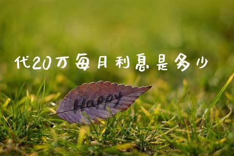 代20万每月利息是多少_https://m.fsyjjx.cn_期货如何开户_第1张