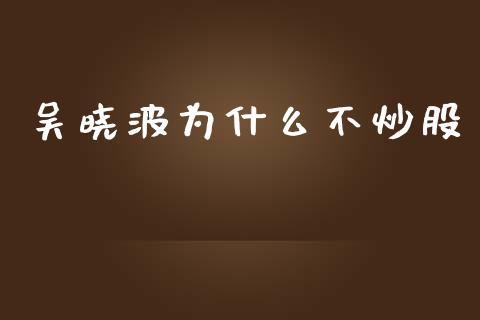 吴晓波为什么不炒股_https://m.fsyjjx.cn_股指期货保证金_第1张