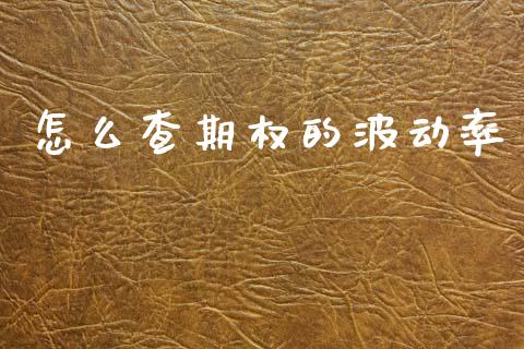 怎么查期权的波动率_https://m.fsyjjx.cn_期货保证金_第1张