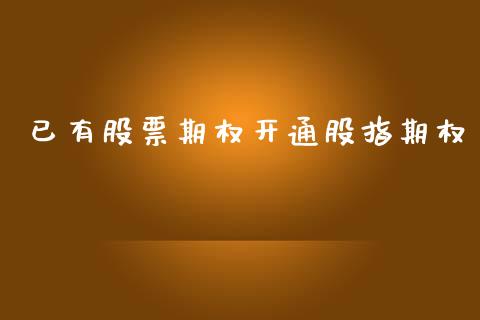 已有股票期权开通股指期权_https://m.fsyjjx.cn_期货如何开户_第1张