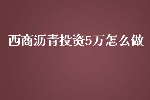 西商沥青投资5万怎么做_https://m.fsyjjx.cn_期货如何开户_第1张