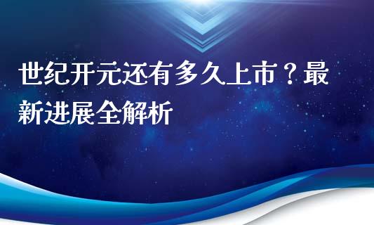 世纪开元还有多久上市？最新进展全解析_https://m.fsyjjx.cn_股指期货保证金_第1张