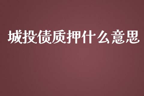 城投债质押什么意思_https://m.fsyjjx.cn_期货如何开户_第1张