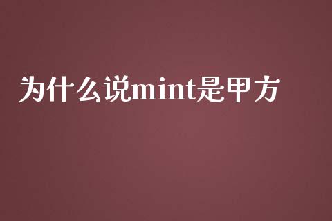 为什么说mint是甲方_https://m.fsyjjx.cn_期货如何开户_第1张