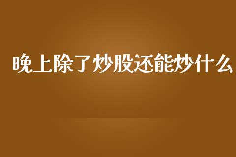 晚上除了炒股还能炒什么_https://m.fsyjjx.cn_期货保证金计算_第1张