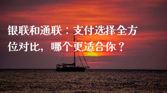 银联和通联：支付选择全方位对比，哪个更适合你？_https://m.fsyjjx.cn_股指期货保证金_第1张