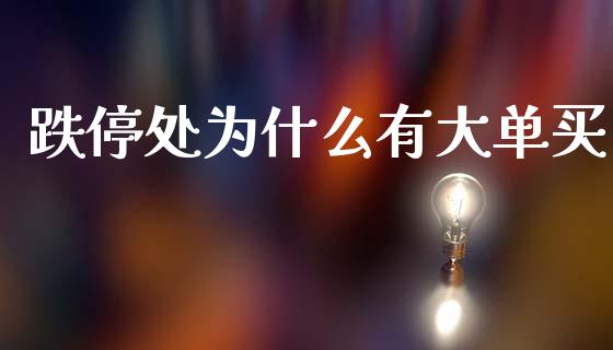 跌停处为什么有大单买_https://m.fsyjjx.cn_期货保证金_第1张