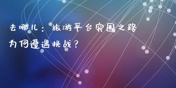 去哪儿：旅游平台突围之路为何遭遇挑战？_https://m.fsyjjx.cn_期货保证金计算_第1张