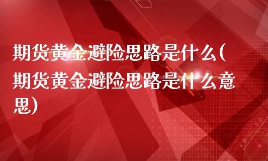期货黄金避险思路是什么(期货黄金避险思路是什么意思)_https://m.fsyjjx.cn_期货保证金计算_第1张