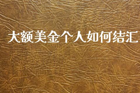 大额美金个人如何结汇_https://m.fsyjjx.cn_股指期货保证金_第1张